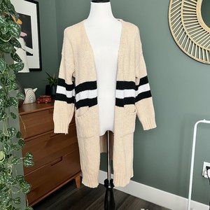 Goodnight Macaroon Tan Striped Knit Cardigan